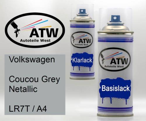 Volkswagen, Coucou Grey Netallic, LR7T / A4: 400ml Sprühdose + 400ml Klarlack - Set, von ATW Autoteile West.